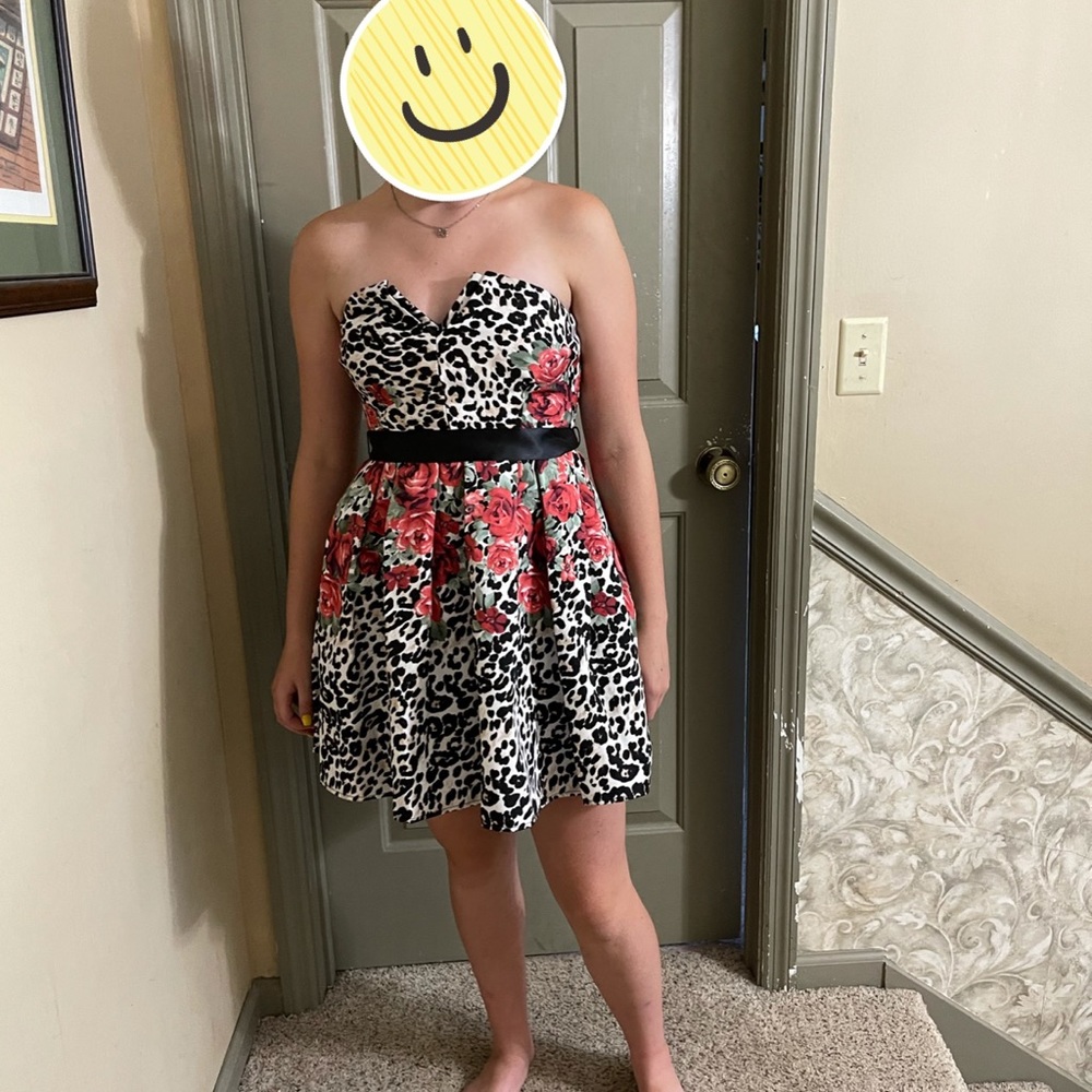 Cheetah print and floral cute dress